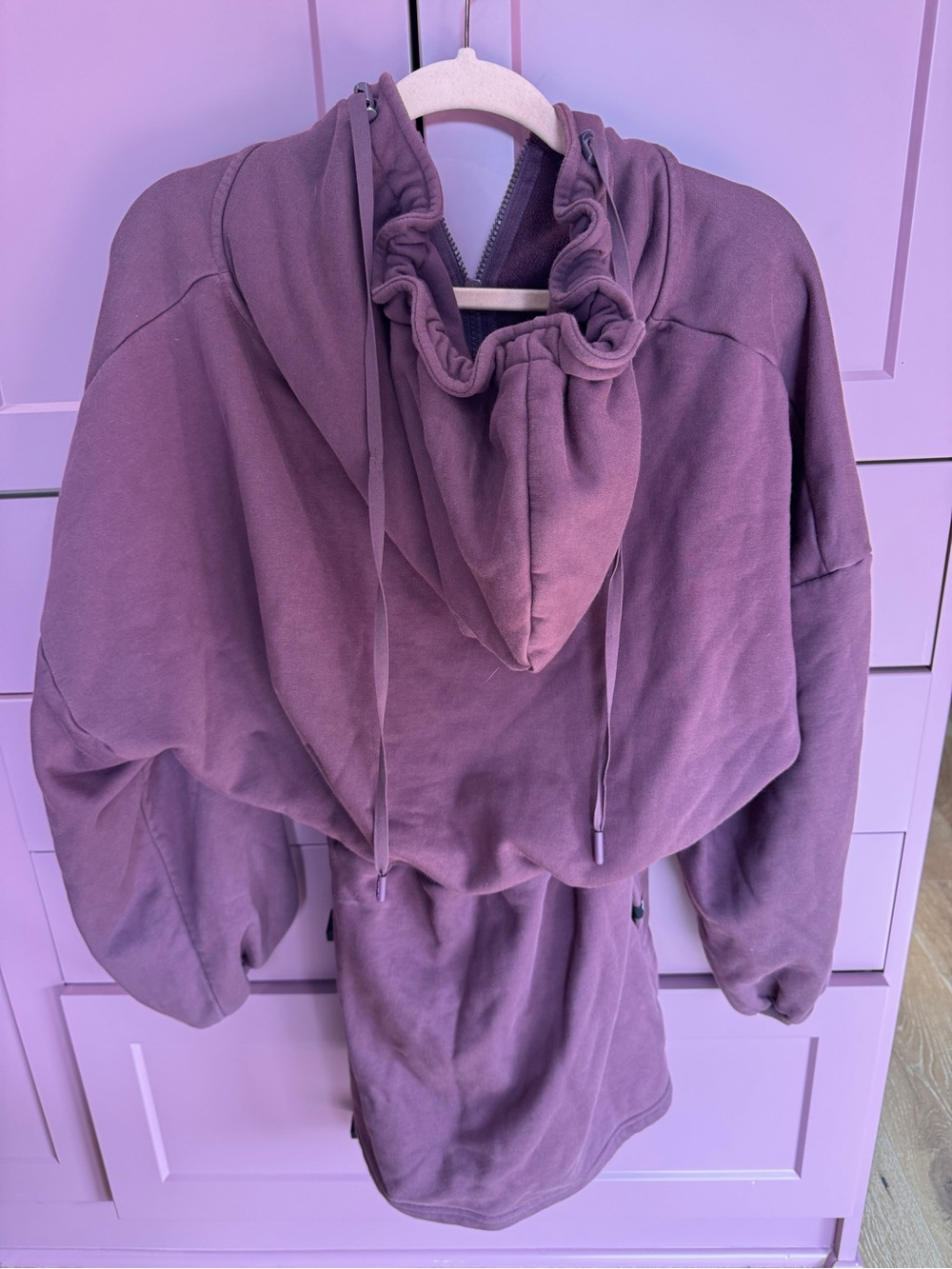 POPFLEX game day Oversized Plum Half-Zip Hoodie Dress - Picture 5 of 9